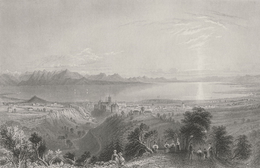 SWITZERLAND. The Pays De Vaud, from above Lausanne. BARTLETT 1836 old print
